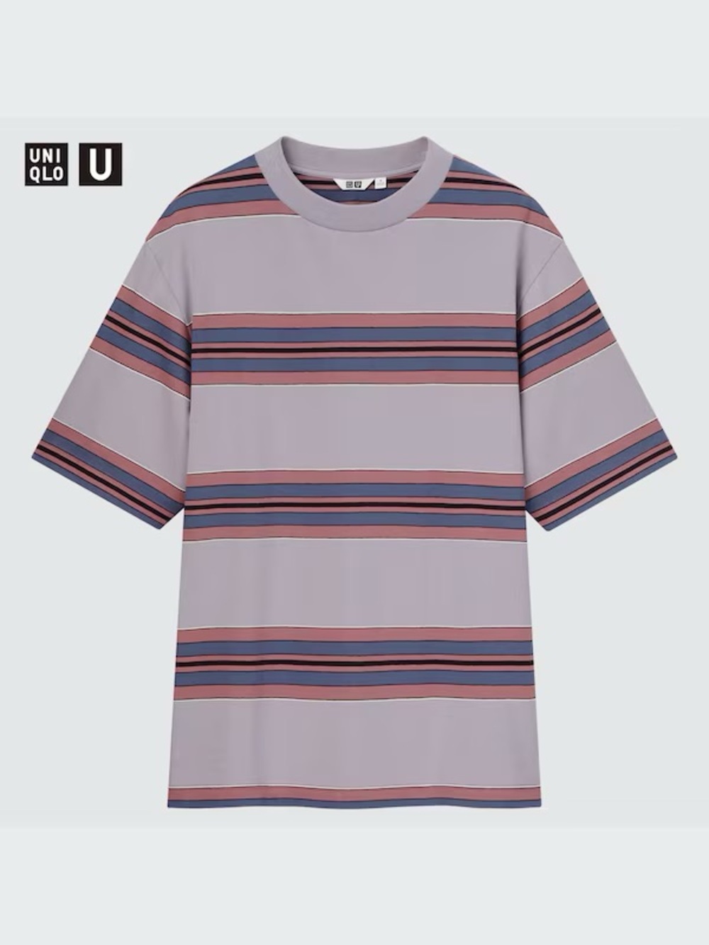 Unisex UNIQLO U Christophe Lemaire Striped Crewneck T-Shirt Light Purple Size S